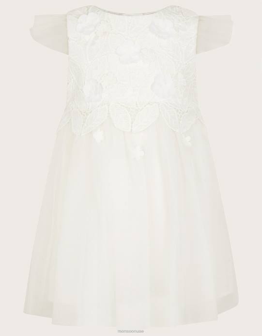 Monsoon بنت فستان تول من الدانتيل للأطفال من أوفيليا D68H2113 ملابس عاج