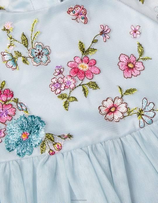 Monsoon بنت فستان مطرز بأكمام كيب للأطفال من إمزي D68H2117 ملابس أخضر