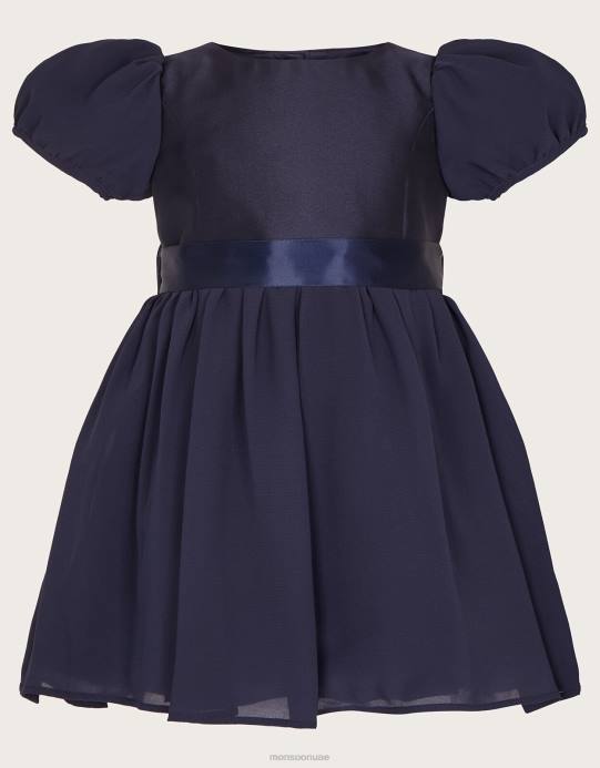 Monsoon بنت طفل نعتز فستان العروسة الشيفون D68H2121 ملابس الأزرق الداكن)