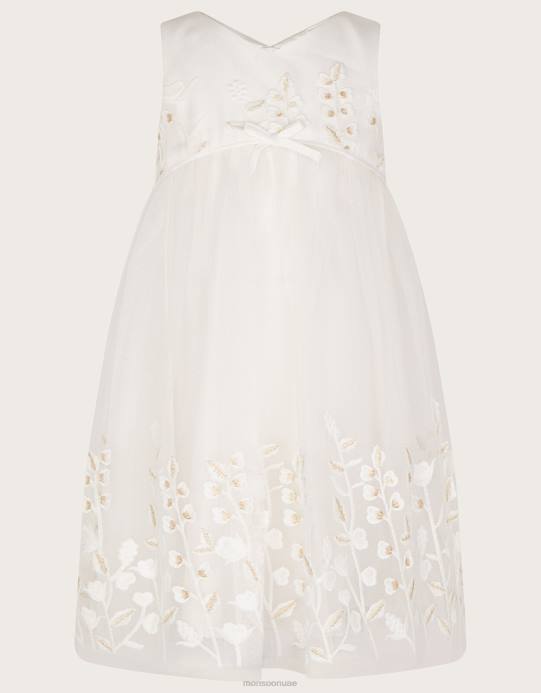 Monsoon بنت فستان ماكسي مطرز من بيبي ليلي D68H2123 ملابس عاج