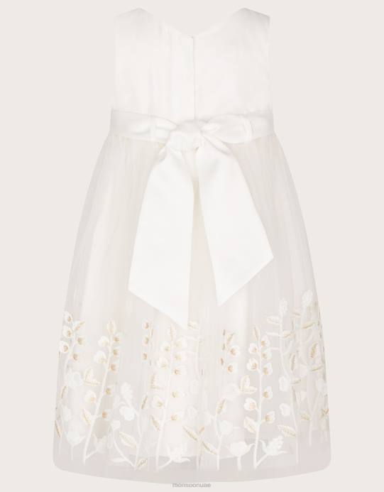 Monsoon بنت فستان ماكسي مطرز من بيبي ليلي D68H2123 ملابس عاج