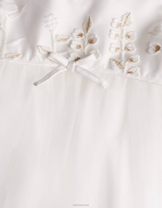 Monsoon بنت فستان ماكسي مطرز من بيبي ليلي D68H2123 ملابس عاج