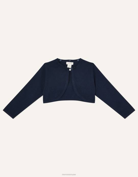 Monsoon بنت سترة صوفية بياقة من الفرو الصناعي فائقة النعومة للأطفال D68H2130 ملابس الأزرق الداكن)