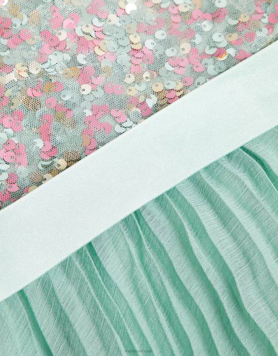 Monsoon بنت فستان ديسكو مزين بالترتر للأطفال D68H2135 ملابس الأخضر (النعناع)