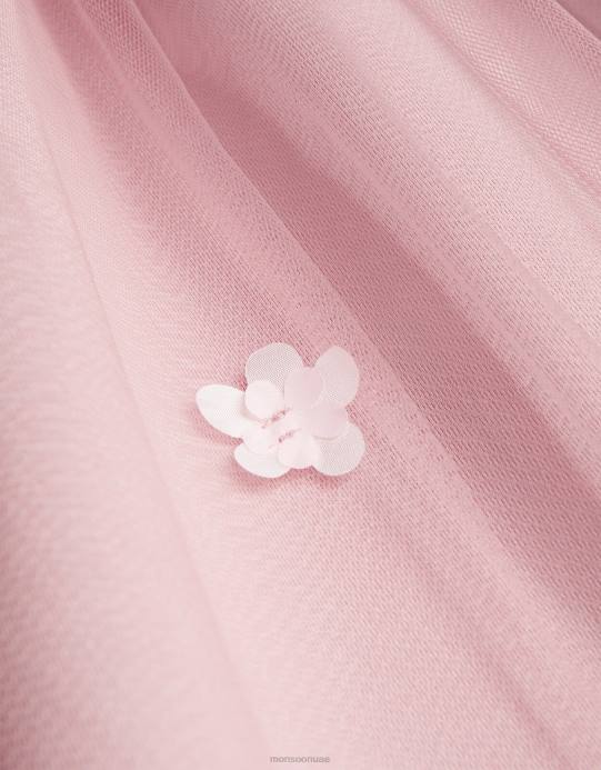 Monsoon بنت فستان بيبي ليلى سكوبا ثلاثي الأبعاد D68H2137 ملابس لون القرنفل