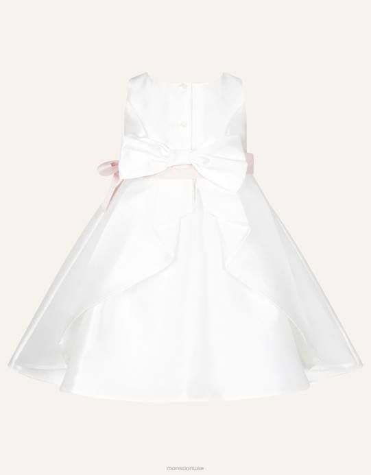 Monsoon بنت فستان طفلة أودري دوقة من نسيج قطني طويل D68H2138 ملابس عاج