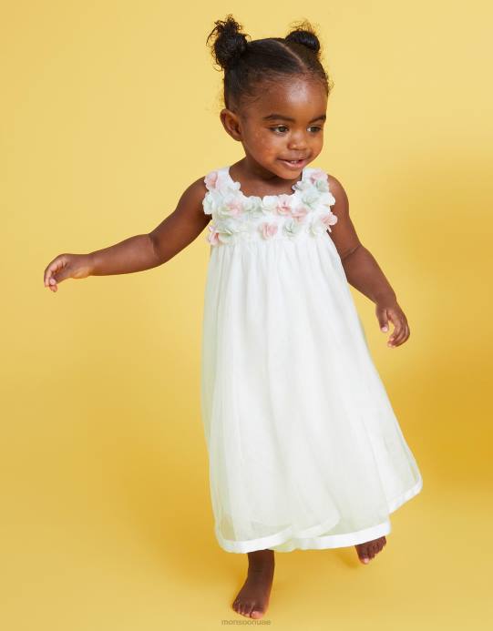 Monsoon بنت فستان بيبي فيونا ثلاثي الأبعاد على شكل زهرة D68H2144 ملابس عاج