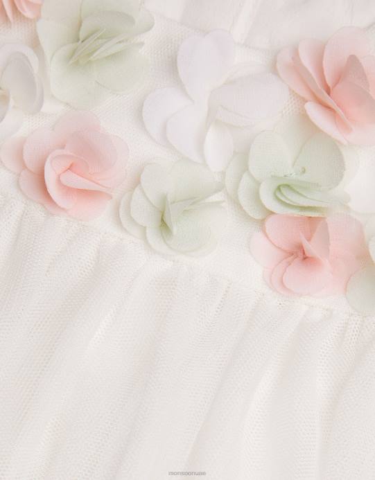 Monsoon بنت فستان بيبي فيونا ثلاثي الأبعاد على شكل زهرة D68H2144 ملابس عاج