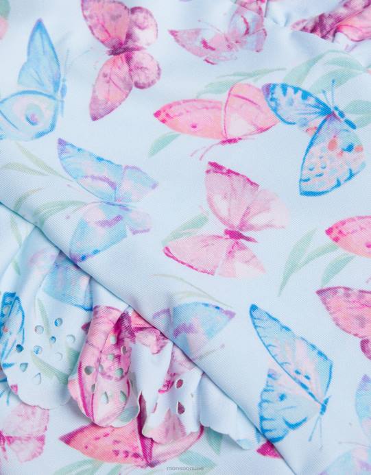 Monsoon بنت ملابس سباحة للأطفال بكشكشة على شكل فراشة مقطوعة بالليزر D68H2145 ملابس أزرق