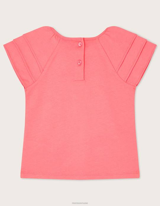 Monsoon بنت طفل الأزهار الأسد تي شيرت D68H2149 ملابس برتقالي (مرجاني)