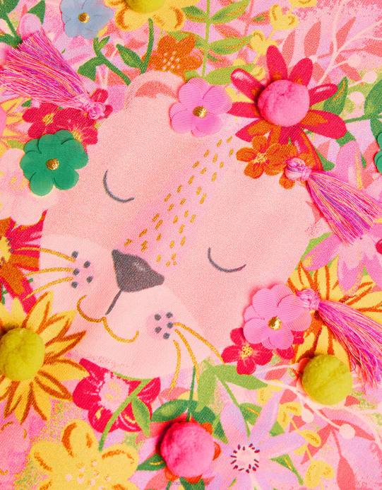 Monsoon بنت طفل الأزهار الأسد تي شيرت D68H2149 ملابس برتقالي (مرجاني)