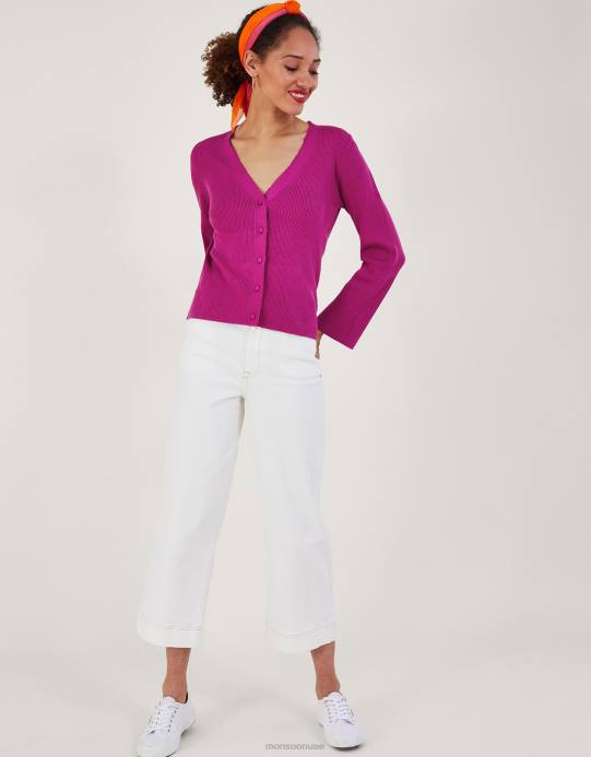 Monsoon نحيف سترة كروشيه بأزرار مع لينزينج إيكوفيرو D68H214 ملابس لون القرنفل