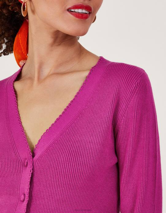 Monsoon نحيف سترة كروشيه بأزرار مع لينزينج إيكوفيرو D68H214 ملابس لون القرنفل