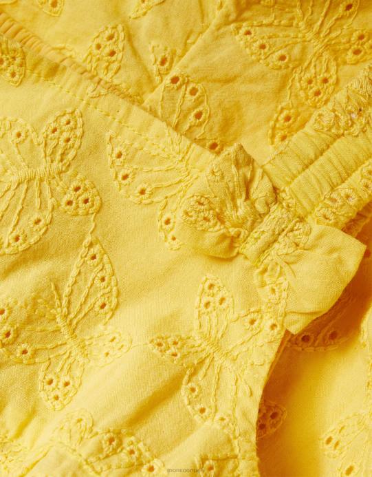 Monsoon بنت رومبير مطرز على شكل فراشة للأطفال D68H2161 ملابس أصفر