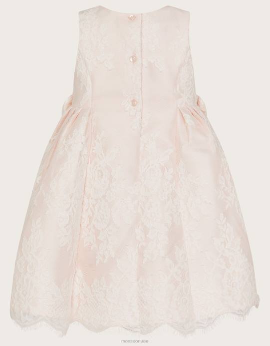 Monsoon بنت فستان دانتيل بفيونكة للأطفال من لولا D68H2165 ملابس لون القرنفل