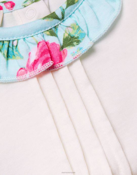 Monsoon أطفال طقم علوي بياقة جيرسيه زهور وبنطلون ضيق مطبوع لحديثي الولادة D68H2166 ملابس الأزرق (أكوا)
