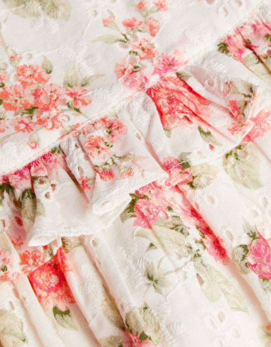 Monsoon أطفال طقم فستان وملابس داخلية مطرزة بالزهور الوردية لحديثي الولادة D68H2171 ملابس برتقالي (مرجاني)