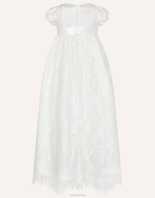 Monsoon بنت ثوب التعميد الحريري للأطفال من بروفينزا D68H2172 ملابس عاج