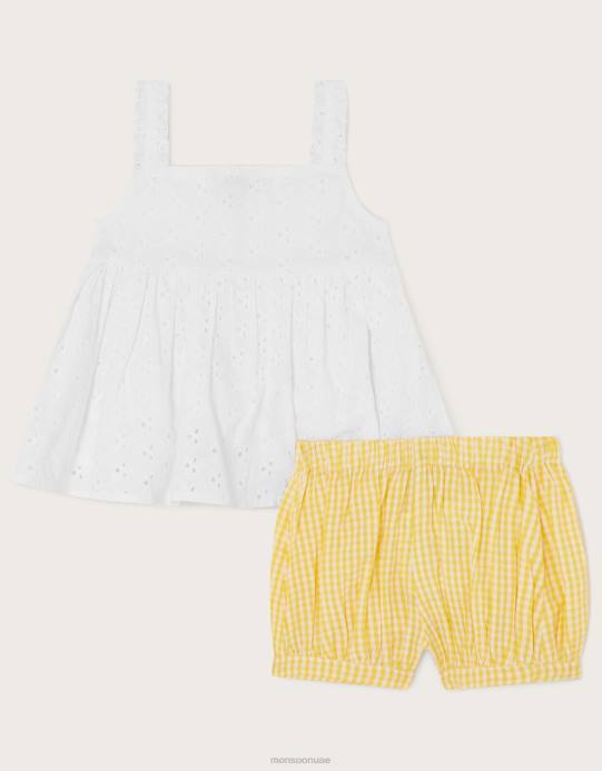 Monsoon بنت مجموعة بروديري اطفال D68H2174 ملابس أصفر