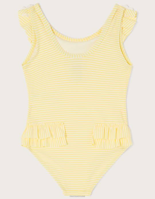 Monsoon بنت ملابس سباحة مكشكشة للأطفال من القماش القطني D68H2178 ملابس أصفر