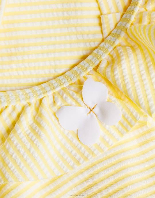 Monsoon بنت ملابس سباحة مكشكشة للأطفال من القماش القطني D68H2178 ملابس أصفر