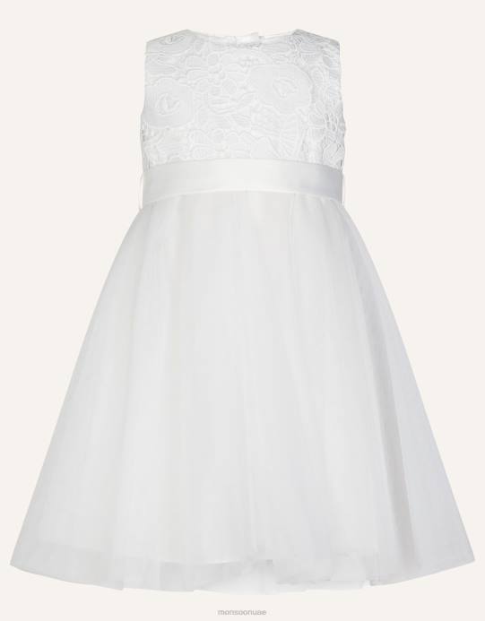 Monsoon بنت فستان تول من الدانتيل من بيبي أليس D68H2180 ملابس عاج
