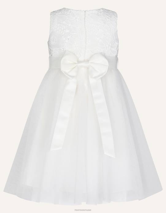 Monsoon بنت فستان تول من الدانتيل من بيبي أليس D68H2180 ملابس عاج