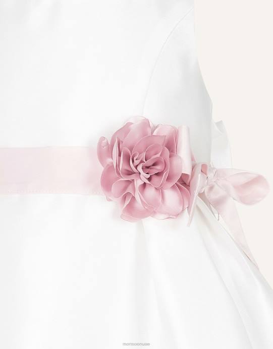 Monsoon بنت فستان طفلة أودري دوقة من نسيج قطني طويل D68H2181 ملابس عاج