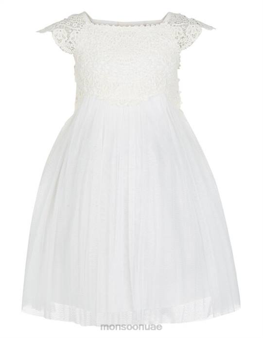 Monsoon بنت فستان بيبي استيلا كروشيه للمناسبات D68H2183 ملابس عاج