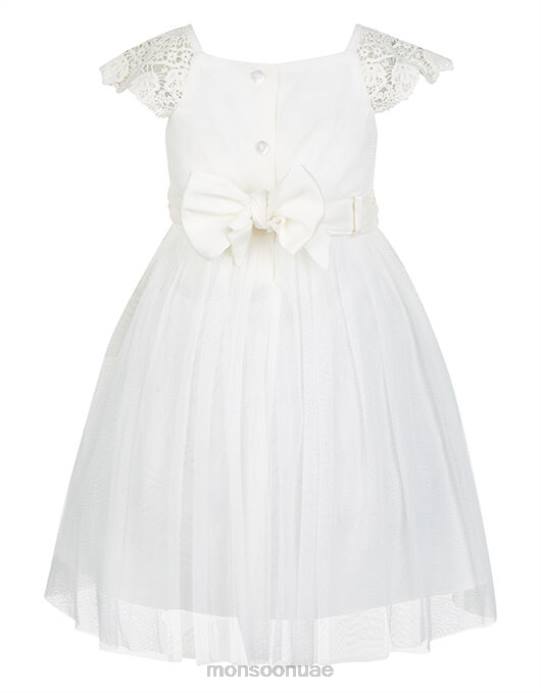 Monsoon بنت فستان بيبي استيلا كروشيه للمناسبات D68H2183 ملابس عاج