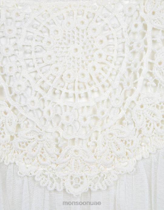 Monsoon بنت فستان بيبي استيلا كروشيه للمناسبات D68H2183 ملابس عاج