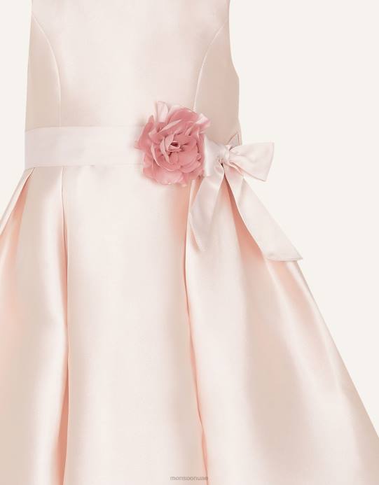 Monsoon بنت فستان طفلة أودري دوقة من نسيج قطني طويل D68H2185 ملابس لون القرنفل