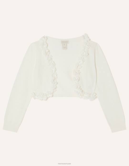 Monsoon بنت سترة بيبي فلورا ثلاثية الأبعاد على شكل زهرة D68H2186 ملابس عاج