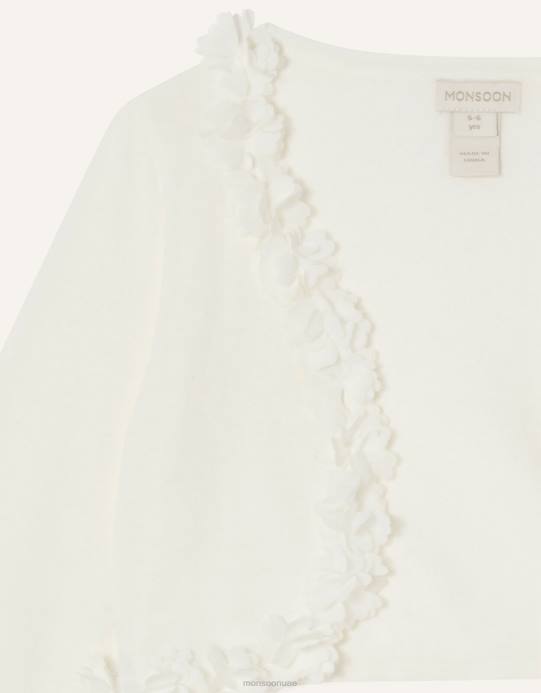 Monsoon بنت سترة بيبي فلورا ثلاثية الأبعاد على شكل زهرة D68H2186 ملابس عاج