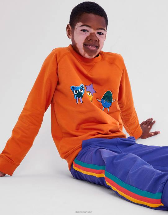 Monsoon ولد سترة وحشية برقبة دائرية D68H2189 ملابس البرتقالي