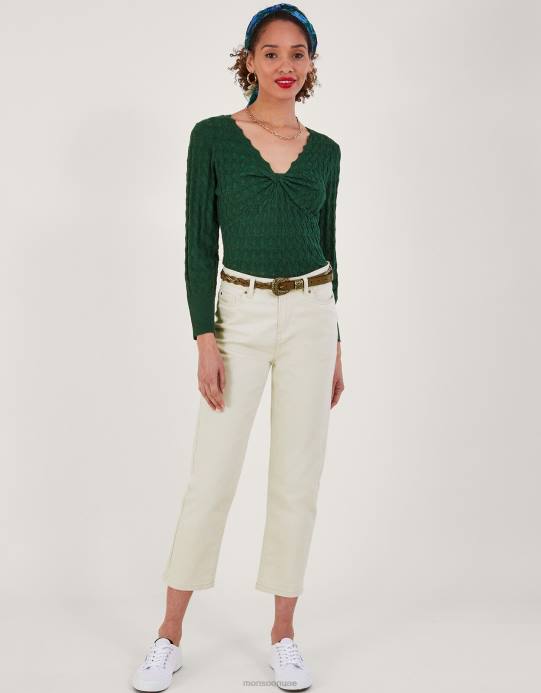 Monsoon نحيف سترة بخياطة منقطة من البوليستر المعاد تدويره D68H219 ملابس الأخضر (الأخضر الداكن)