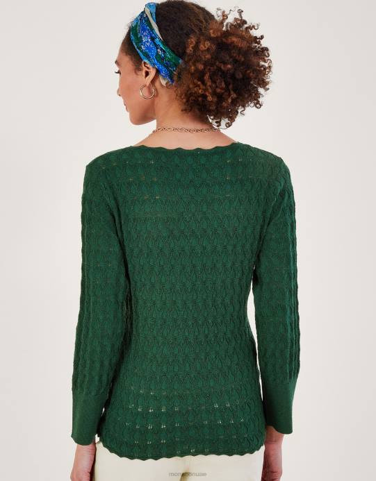 Monsoon نحيف سترة بخياطة منقطة من البوليستر المعاد تدويره D68H219 ملابس الأخضر (الأخضر الداكن)