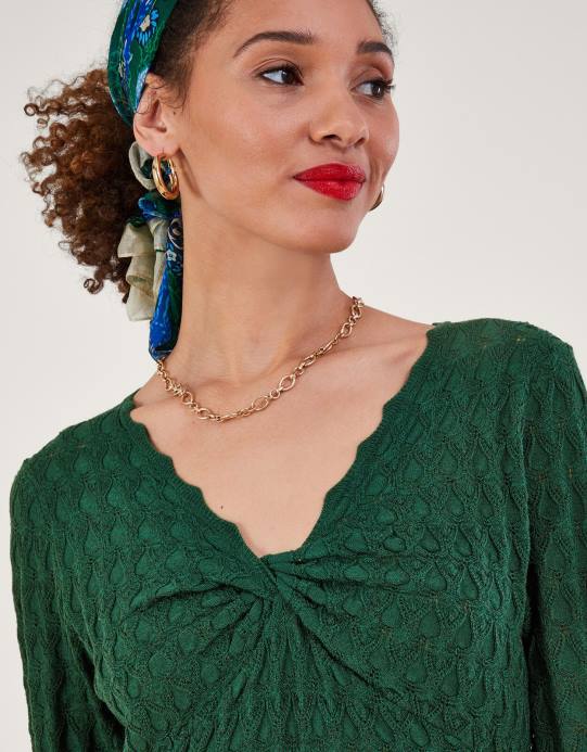 Monsoon نحيف سترة بخياطة منقطة من البوليستر المعاد تدويره D68H219 ملابس الأخضر (الأخضر الداكن)