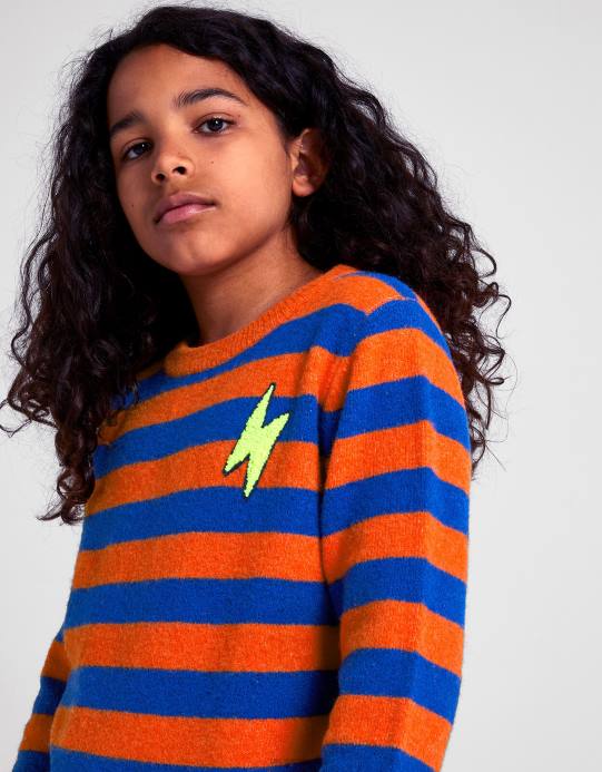 Monsoon ولد سترة متماسكة شريطية D68H2200 ملابس البرتقالي