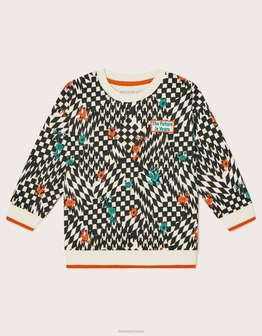 Monsoon ولد سترة متزلج بطبعة وحش D68H2201 ملابس عاج