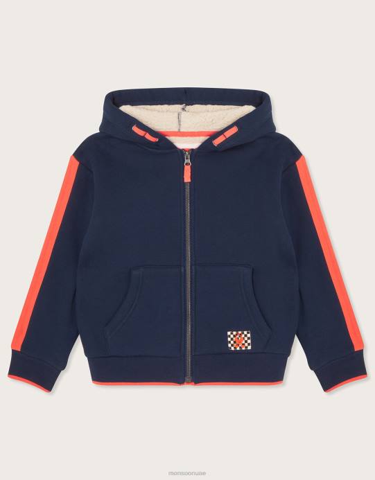 Monsoon ولد هوديي مبطن بسحاب D68H2208 ملابس الأزرق الداكن)