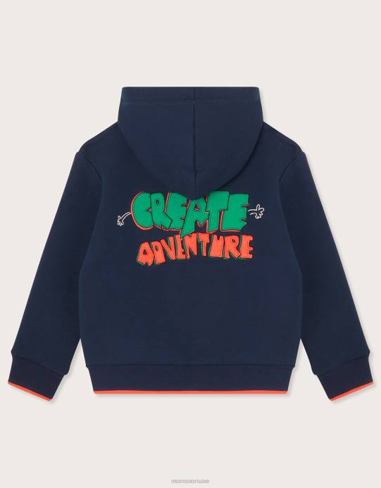 Monsoon ولد هوديي مبطن بسحاب D68H2208 ملابس الأزرق الداكن)