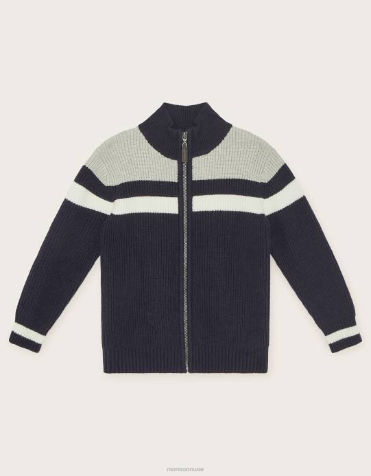 Monsoon ولد سترة متماسكة بسحاب D68H2217 ملابس الأزرق الداكن)