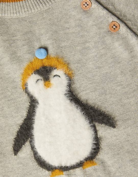 Monsoon أطفال بدلة نوم البطريق رقيق D68H2218 ملابس رمادي