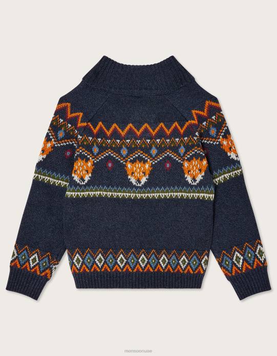 Monsoon ولد سترة متماسكة مع إنتارسيا الثعلب D68H2219 ملابس الأزرق الداكن)