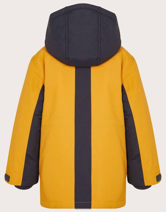 Monsoon ولد معطف باركا بغطاء رأس متباين D68H2222 ملابس الخردل الأصفر)