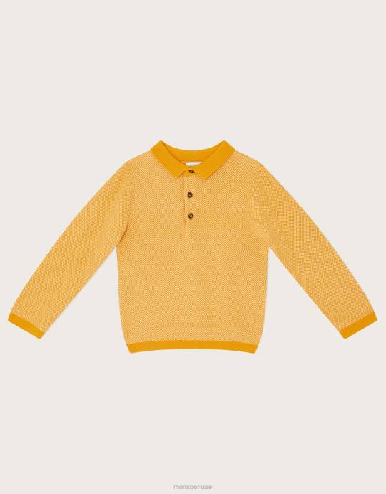 Monsoon ولد سويت شيرت بولو متماسك مختلط D68H2236 ملابس الخردل الأصفر)
