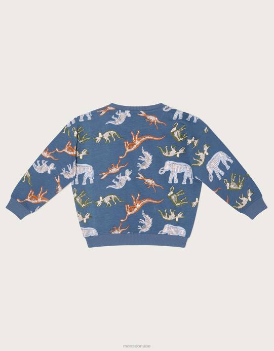 Monsoon ولد سترة بطبعة ديناصور تتوهج في الظلام D68H2237 ملابس أزرق