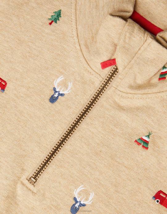 Monsoon ولد سترة مطرزة بياقة بسحاب D68H2245 ملابس حجر طبيعي)