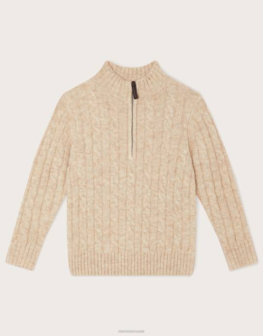 Monsoon ولد سترة متماسكة بنصف سحاب D68H2246 ملابس حجر طبيعي)